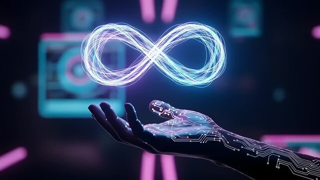 Digital hand holding infinity symbol. (1)