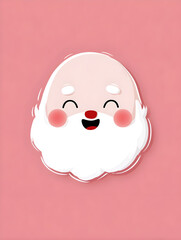 Cute Santa Claus face with rosy cheeks, kawaii clipart style