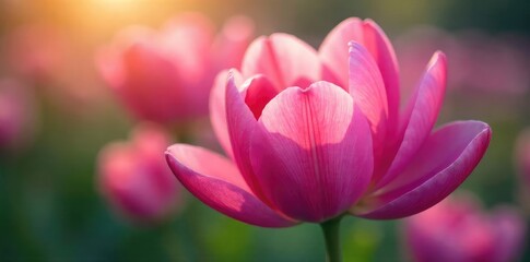 Obraz premium A vibrant close-up of a blossoming flower, its petals unfurling like a breath of fresh air, symbolizing the arrival of spring The image evokes feelings of renewal and natural beauty , light, garden