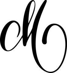 Vector calligraphy hand drawn letter M icon logo. Script style brush Handwritten font