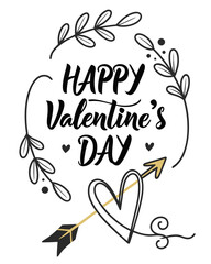 Valentine's Day vector illustration with a vintage font design of happy love greeting card and a heart symbol decoration banner