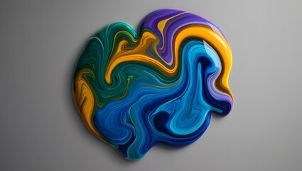 Abstract heart shape swirl of vibrant colors on gray background