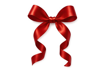 Red satin ribbon bow decorating present and gift