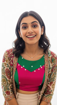 indian woman in lehenga choli on diwali festival