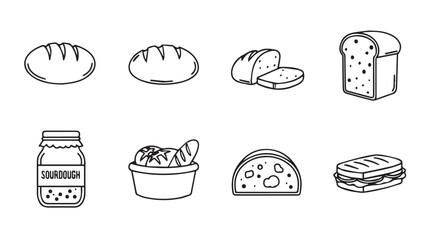 Variety of hand drawn bakery products and food items collection for artistic design vector