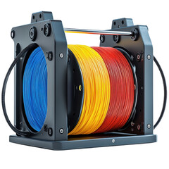 Spools of filament rolls on transparent background