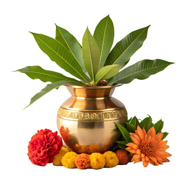 a traditional brass kalash pot