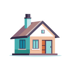 Fototapeta premium Charming cartoon house with a chimney and two tone exterior