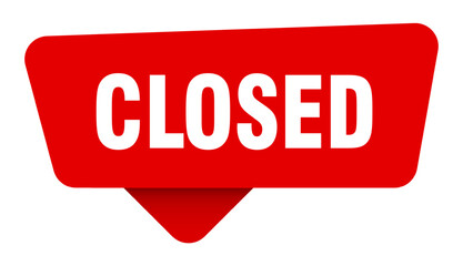 closed red sticker isolated on transpatent background. closed sign