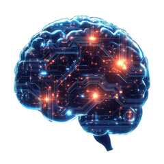 Circuit brain schematic on transparent background