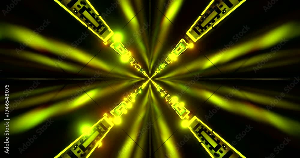 Wall mural this vibrant tunnel video loop offers a captivating visual experience with dynamic patterns of green