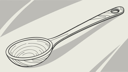 Wooden Ladle Illustration Kitchen Utensil Cooking Tool Rustic Design Hand-Drawn Style Vector Graphic Food Preparation Vintage Style Natural Material Simple Design Line Art Black and Wh.