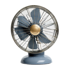 A vintage metal fan up on transparent background