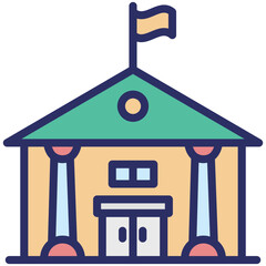 College Icon – University Building Symbol, Education Campus, Academic Institution Illustration