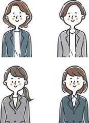 Fototapeta premium 女性会社員 上半身 ベクター 