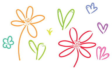 Playful flower doodles, Hand-drawn floral art, Cute simple flower sketch