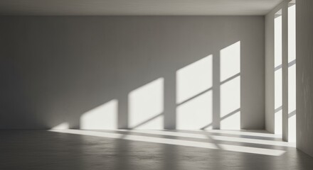 Fototapeta premium Minimalist interior bathed in sunlight, accentuating architectural lines and clean design showcasing the interplay of light and shadow