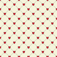 Seamless pattern of heart quilting illustration. Editable striped vector heart illustration for wrapping paper, packaging, fabric, room decor, phone case etc