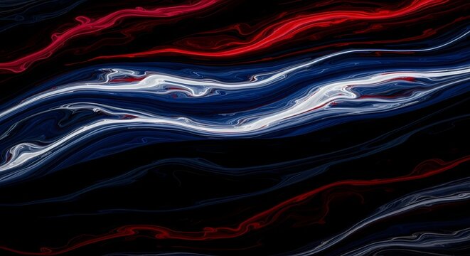 Vibrant abstract flow of blue and red light ribbons swirling in darkness creating a dynamic and energetic visual texture perfect for digital art backgrounds and creative design projects that