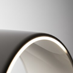 Abstract minimalist curved surface with integrated soft diffused LED lighting creating a subtle glow against a clean gradient background showcasing a