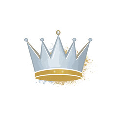 crown logo (silver - gold) in grunge paintbrush style 