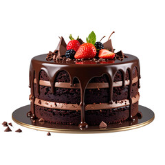 Chocolate cake on transparent background Remove png created with Generative AI, Clipping Path 