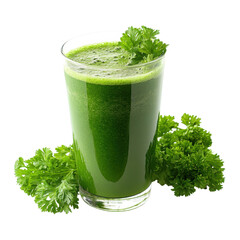 Green juice with parsley on transparent background