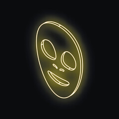 Neon yellow cosmetic face mask glowing on black background, representing skincare, beauty, and self care routines