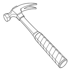 Detailed line art of a claw hammer drawing