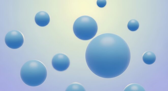 Blue 3D Spheres Floating on Gradient Background Abstract Bubbles Render