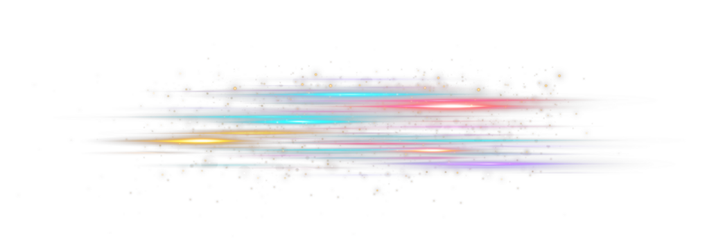 Glowing blue light lines PNG with motion blur and fast speed effect. Futuristic energy background for banner or poster.