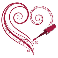 Heart shape created with nail polish