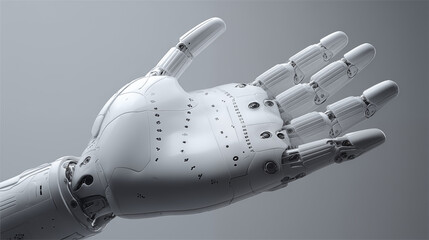 Detailed mechanical robotic hand close-up