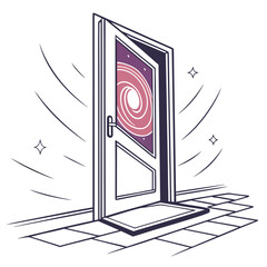 A portal to another dimension is open in a door