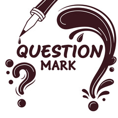 Question mark with pen and text design