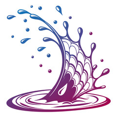 Illustration of a blue and purple water splash