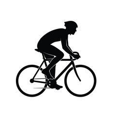Obraz premium Cyclist silhouette on bicycle cycling sport