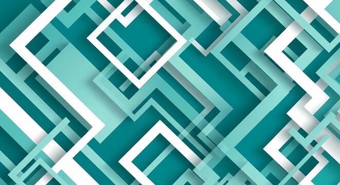 Teal Green Abstract Geometric Square Pattern Background - Modern Design