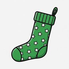 Green Christmas stocking icon with star motif