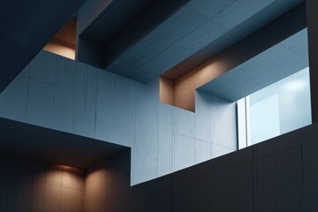 Obraz premium Modern architectural interior with geometric design and natural light
