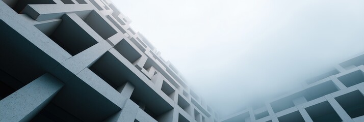 Modern concrete building with abstract geometric architecture design