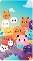 Fototapeta premium Flat cartoon unique wallpaper background 18