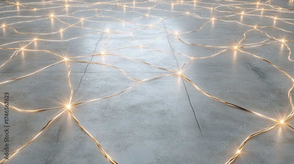 Wall mural glowing lines create abstract pattern on smooth surface, evoking sense of energy and connection