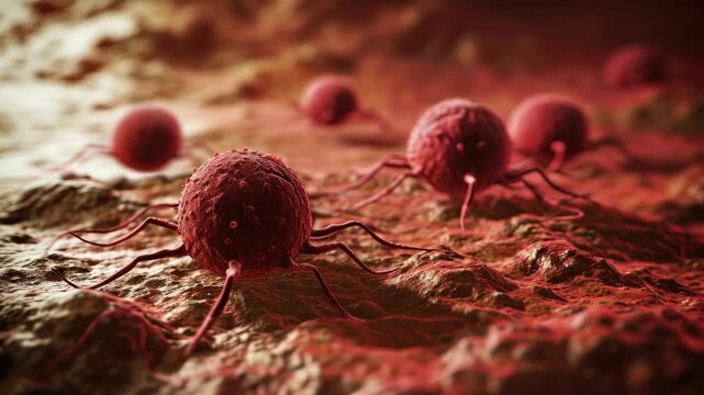 Microscopic  of parasitic organisms infecting red blood cells.