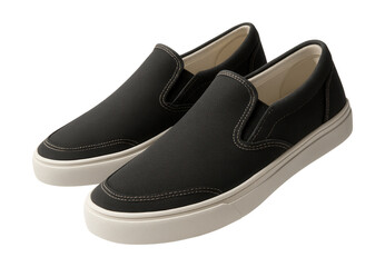 Casual canvas slip-on shoes with contrasting stitching and rubber soles.