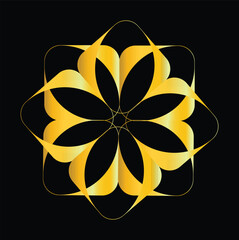 Gold floral vector on black abstract background