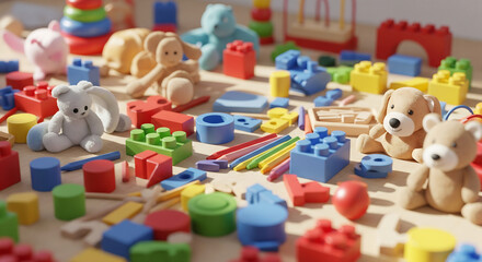 Naklejka premium Colorful Children's Playroom Toys