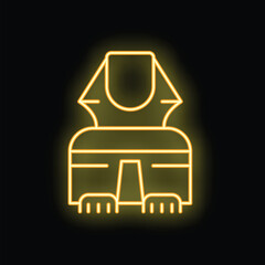 Bright yellow neon sign depicting the great sphinx of giza, set against a stark black background