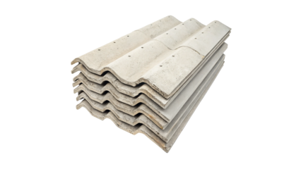 stack of concrete roof tiles isolated on transparent background