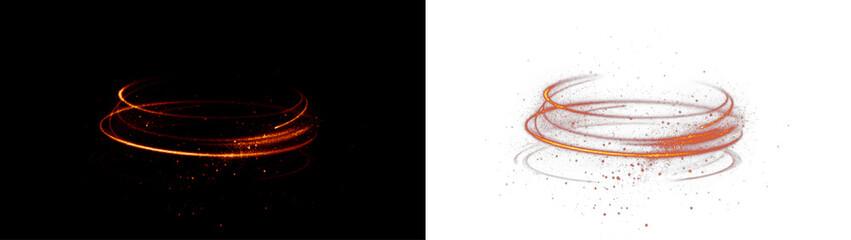 Abstract orange light swirl overlay with copy space for design projects